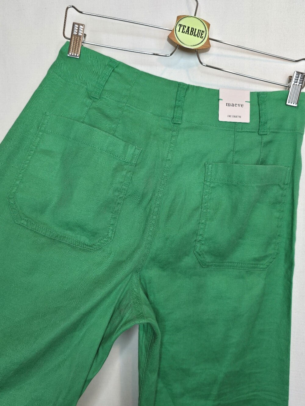 Maeve Colette European Linen Stretch High-Rise Wide-Leg Pants 28 Green - Picture 9 of 14